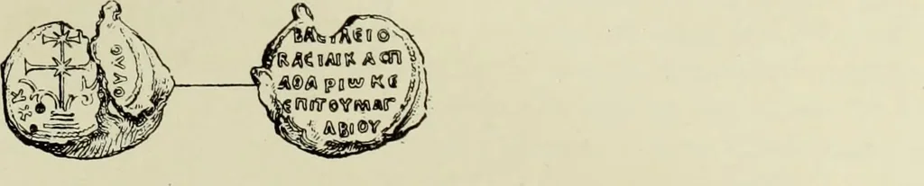 An illustration from Sigillographie de l'Empire byzantin, 1884, leaf 550