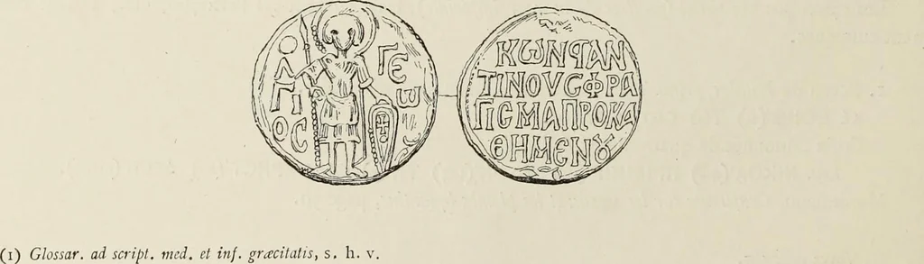 An illustration from Sigillographie de l'Empire byzantin, 1884, leaf 581