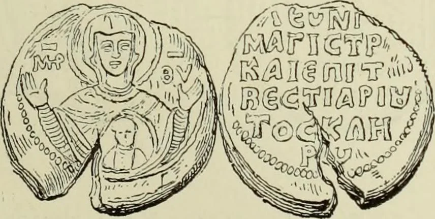 An illustration from Sigillographie de l'Empire byzantin, 1884, leaf 614