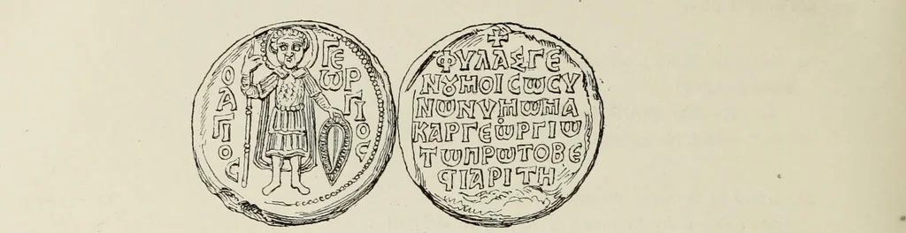An illustration from Sigillographie de l'Empire byzantin, 1884, leaf 617
