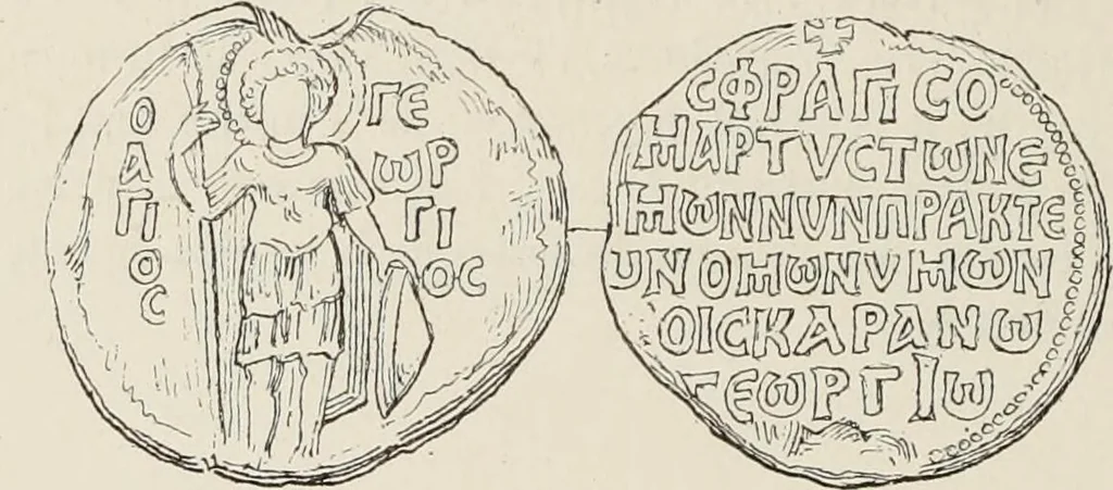 An illustration from Sigillographie de l'Empire byzantin, 1884, leaf 643