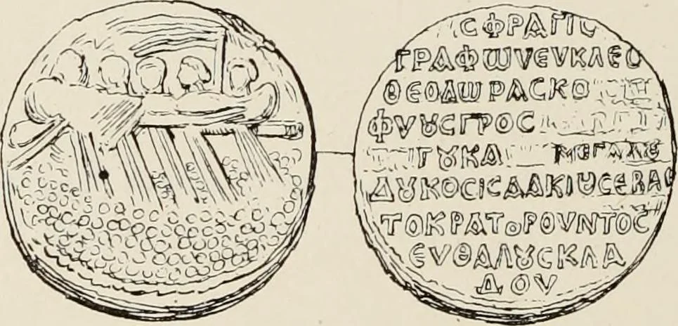 An illustration from Sigillographie de l'Empire byzantin, 1884, leaf 655