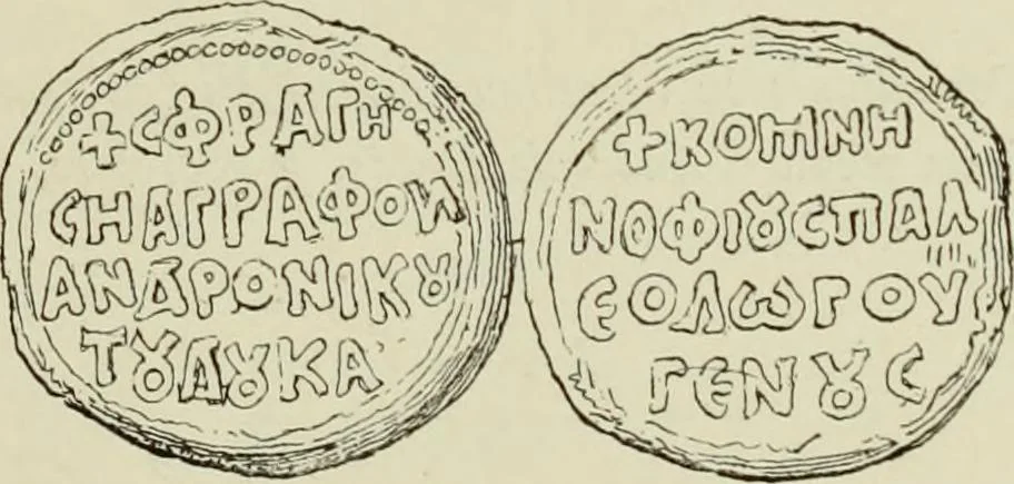 An illustration from Sigillographie de l'Empire byzantin, 1884, leaf 664
