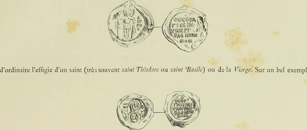 An illustration from Sigillographie de l'Empire byzantin, 1884, leaf 72