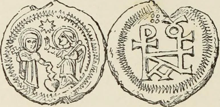 An illustration from Sigillographie de l'Empire byzantin, 1884, leaf 733