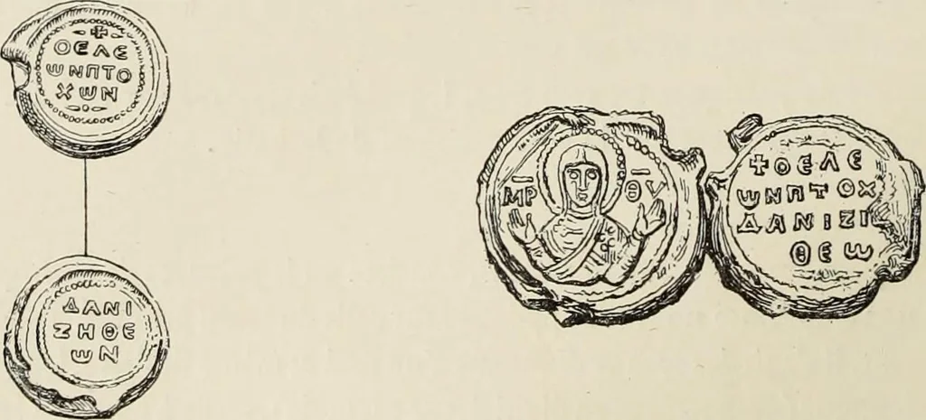 An illustration from Sigillographie de l'Empire byzantin, 1884, leaf 89