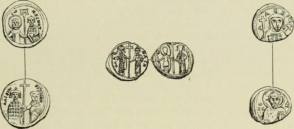 An illustration from Sigillographie de l'Empire byzantin, 1884, leaf 90