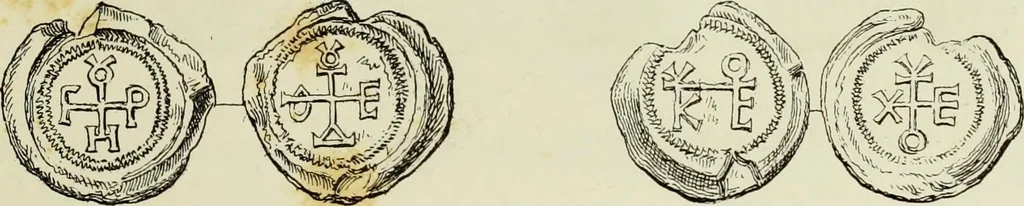 An illustration from Sigillographie de l'Empire byzantin, 1884, leaf 96