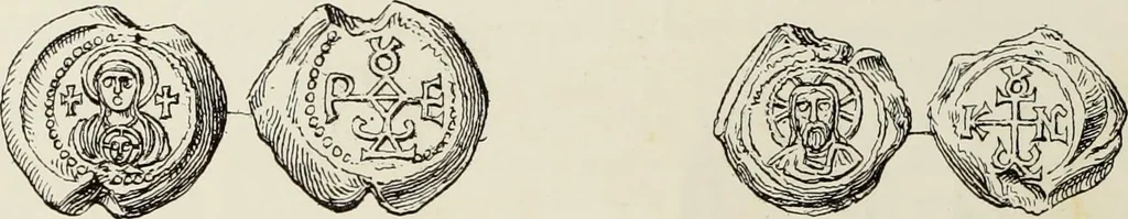 An illustration from Sigillographie de l'Empire byzantin, 1884, leaf 97
