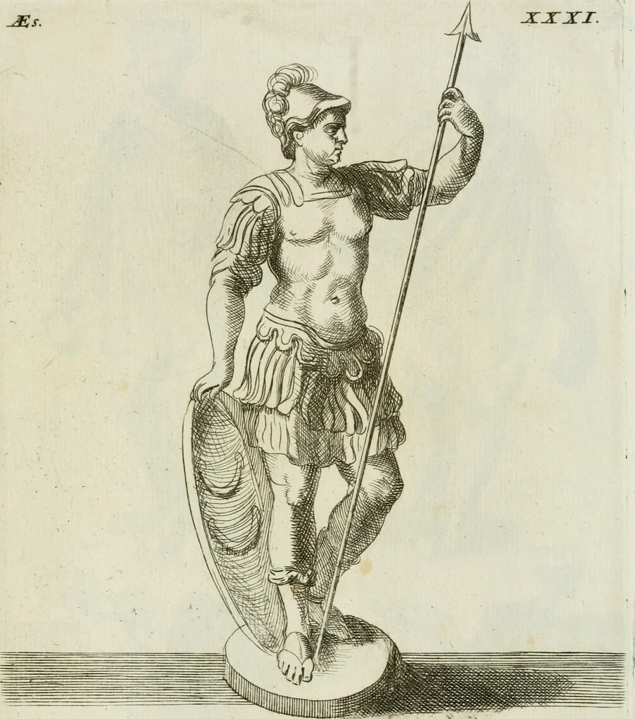 An illustration from Signa antiqua e museo Jacobi de Wilde : veterum poetarum carminibus illustrata et per Mariam filiam aeri inscripta, 1700, leaf 86