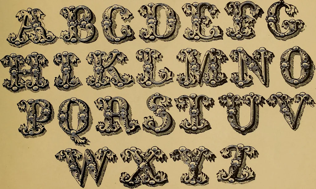 An illustration from The signist's book of modern alphabets, plain and ornamental, ancient and mediæval, from the eighth to the twentieth century, with numerals, 1906, leaf 10