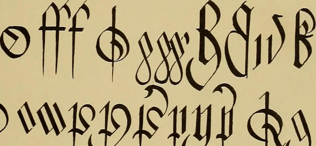 An illustration from The signist's book of modern alphabets, plain and ornamental, ancient and mediæval, from the eighth to the twentieth century, with numerals, 1906, leaf 102