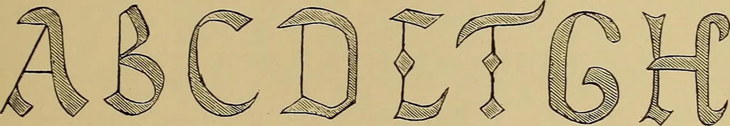 An illustration from The signist's book of modern alphabets, plain and ornamental, ancient and mediæval, from the eighth to the twentieth century, with numerals, 1906, leaf 106
