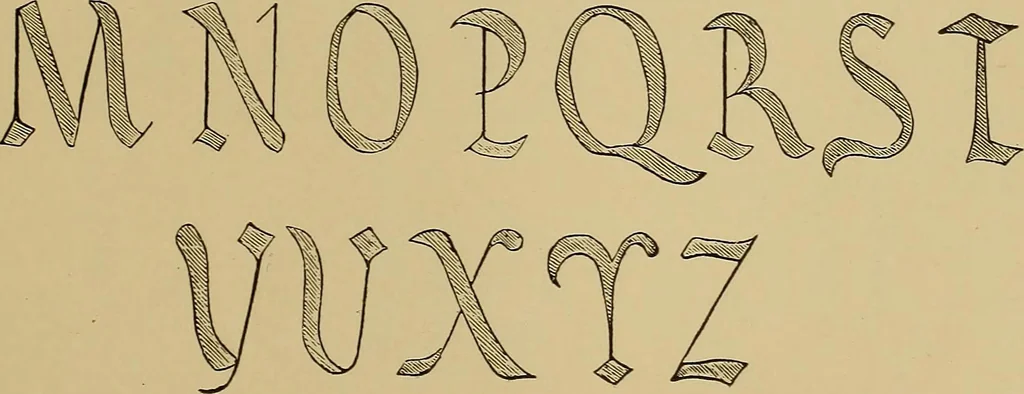 An illustration from The signist's book of modern alphabets, plain and ornamental, ancient and mediæval, from the eighth to the twentieth century, with numerals, 1906, leaf 106