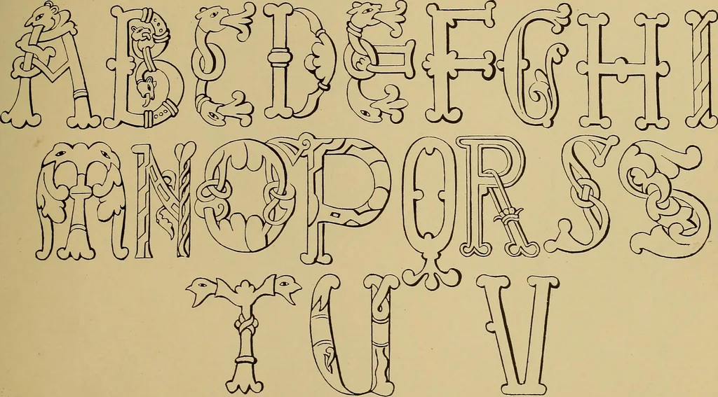 An illustration from The signist's book of modern alphabets, plain and ornamental, ancient and mediæval, from the eighth to the twentieth century, with numerals, 1906, leaf 114
