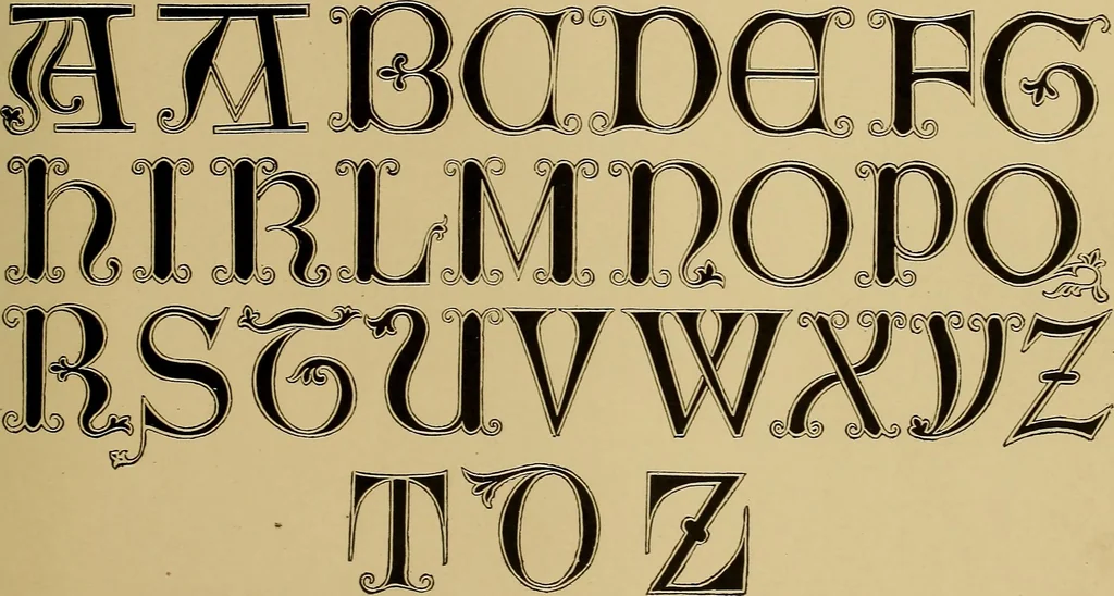 An illustration from The signist's book of modern alphabets, plain and ornamental, ancient and mediæval, from the eighth to the twentieth century, with numerals, 1906, leaf 128
