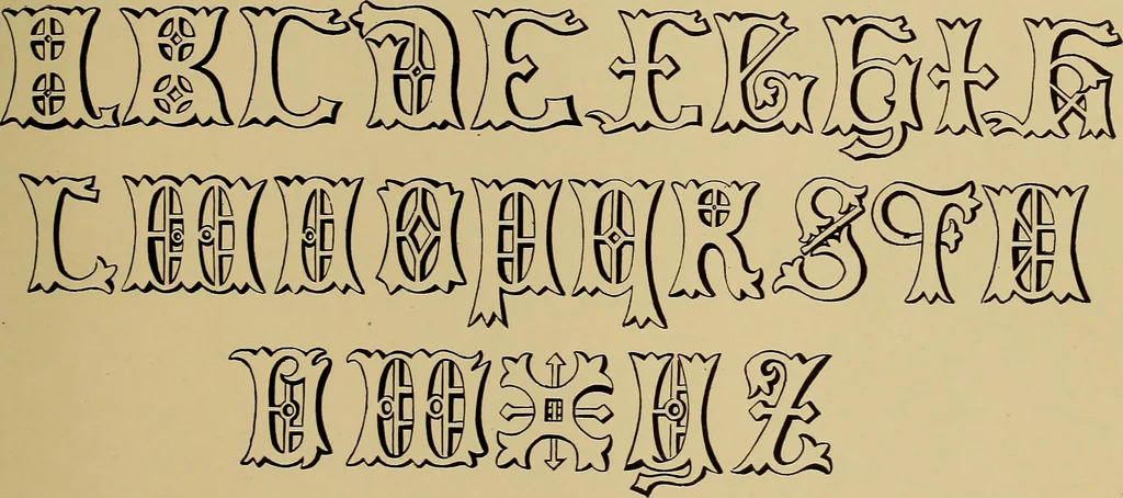 An illustration from The signist's book of modern alphabets, plain and ornamental, ancient and mediæval, from the eighth to the twentieth century, with numerals, 1906, leaf 130