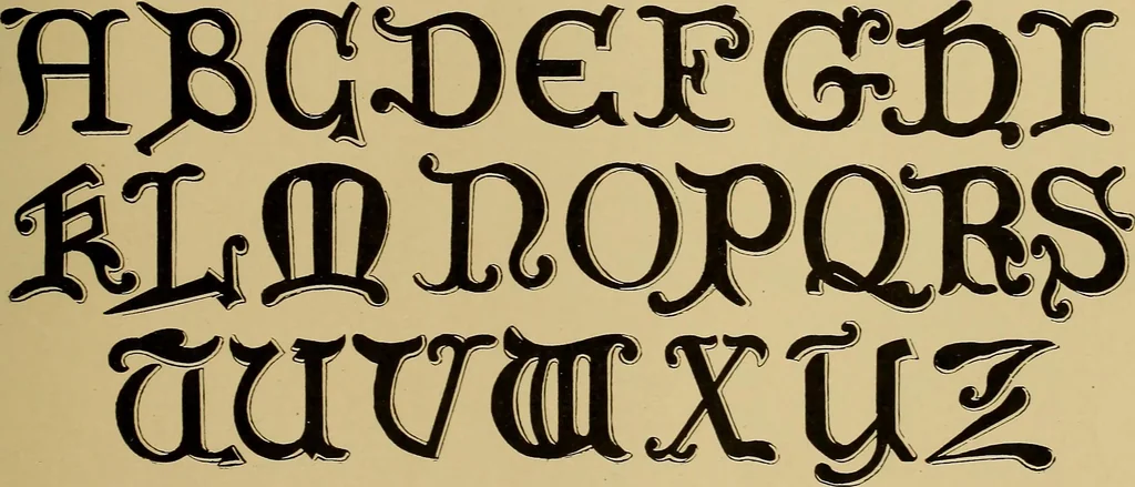 An illustration from The signist's book of modern alphabets, plain and ornamental, ancient and mediæval, from the eighth to the twentieth century, with numerals, 1906, leaf 144