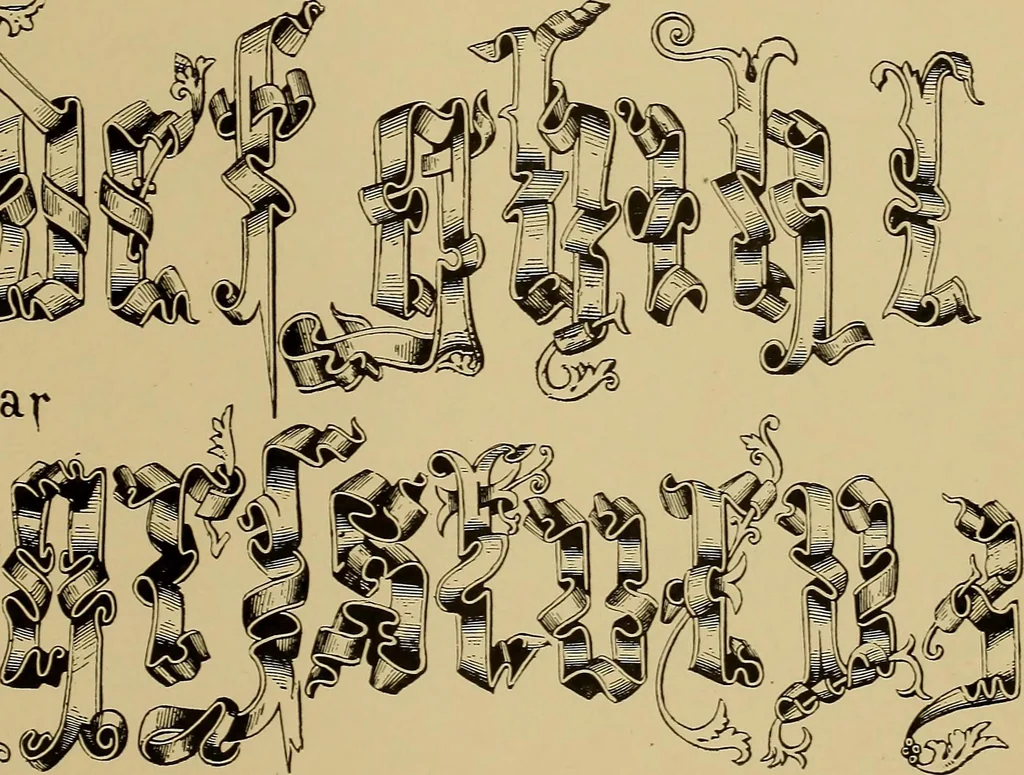 An illustration from The signist's book of modern alphabets, plain and ornamental, ancient and mediæval, from the eighth to the twentieth century, with numerals, 1906, leaf 162