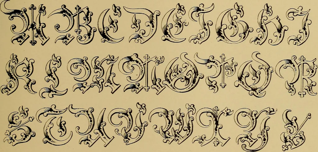 An illustration from The signist's book of modern alphabets, plain and ornamental, ancient and mediæval, from the eighth to the twentieth century, with numerals, 1906, leaf 186