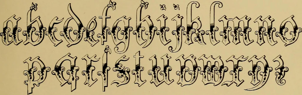 An illustration from The signist's book of modern alphabets, plain and ornamental, ancient and mediæval, from the eighth to the twentieth century, with numerals, 1906, leaf 188