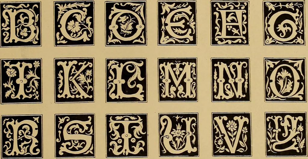 An illustration from The signist's book of modern alphabets, plain and ornamental, ancient and mediæval, from the eighth to the twentieth century, with numerals, 1906, leaf 204