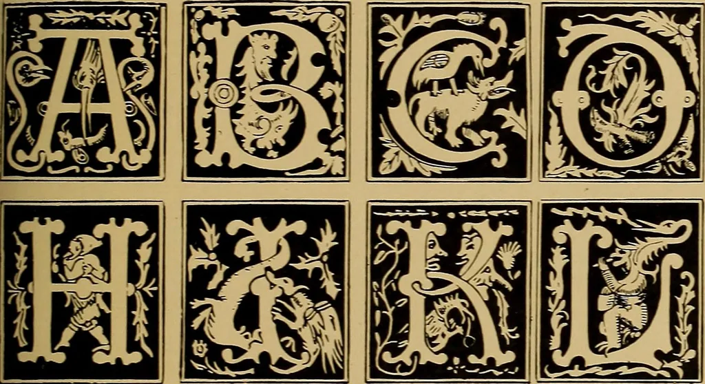 An illustration from The signist's book of modern alphabets, plain and ornamental, ancient and mediæval, from the eighth to the twentieth century, with numerals, 1906, leaf 206