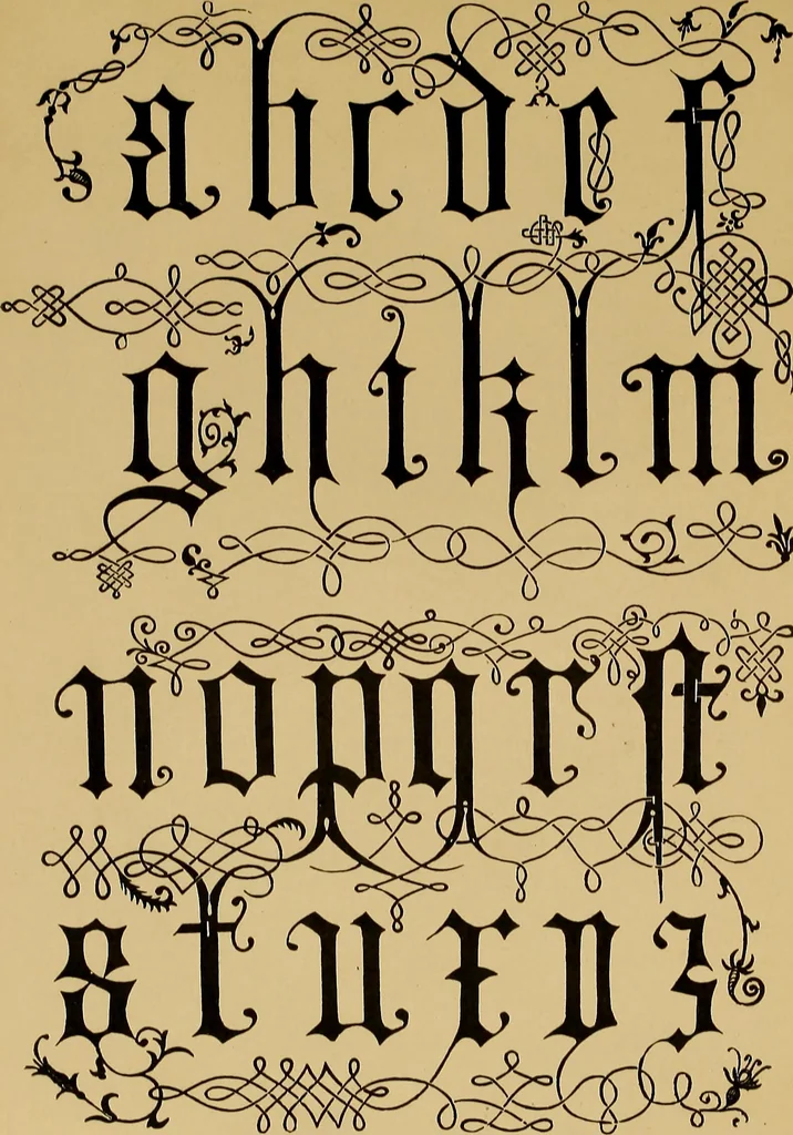An illustration from The signist's book of modern alphabets, plain and ornamental, ancient and mediæval, from the eighth to the twentieth century, with numerals, 1906, leaf 208