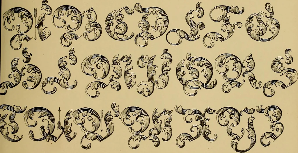 An illustration from The signist's book of modern alphabets, plain and ornamental, ancient and mediæval, from the eighth to the twentieth century, with numerals, 1906, leaf 38