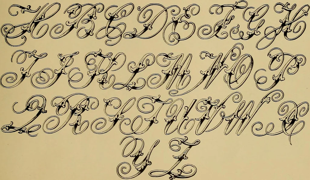 An illustration from The signist's book of modern alphabets, plain and ornamental, ancient and mediæval, from the eighth to the twentieth century, with numerals, 1906, leaf 44