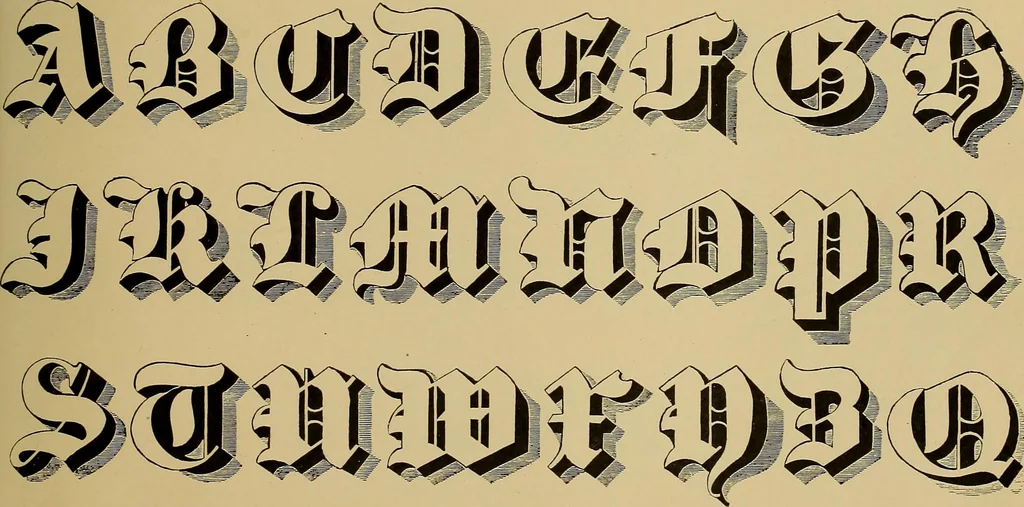 An illustration from The signist's book of modern alphabets, plain and ornamental, ancient and mediæval, from the eighth to the twentieth century, with numerals, 1906, leaf 46