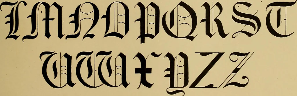 An illustration from The signist's book of modern alphabets, plain and ornamental, ancient and mediæval, from the eighth to the twentieth century, with numerals, 1906, leaf 86
