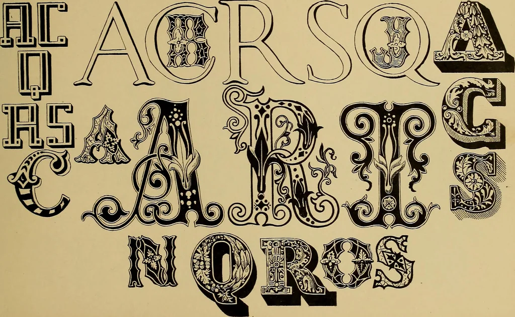 An illustration from The signist's book of modern alphabets, plain and ornamental, ancient and mediæval, from the eighth to the twentieth century, with numerals, 1906, leaf 98