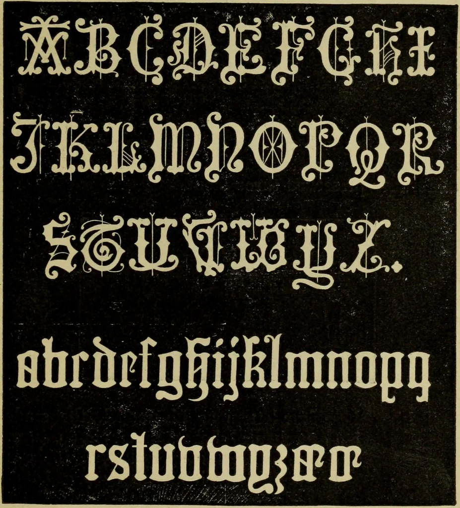 An illustration from Sign writing and glass embossing : a complete practical illustrated manual of the art, to which are added numerous alphabets, 1890, leaf 100