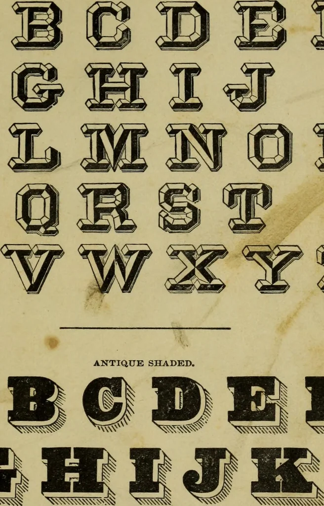 An illustration from Sign writing and glass embossing : a complete practical illustrated manual of the art, to which are added numerous alphabets, 1890, leaf 228