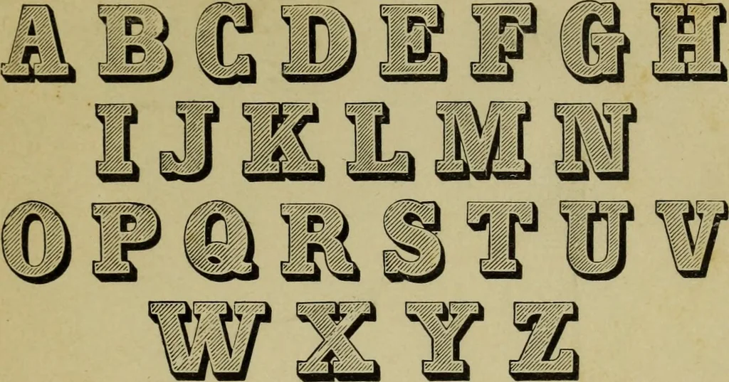 An illustration from Sign writing and glass embossing : a complete practical illustrated manual of the art, to which are added numerous alphabets, 1890, leaf 230