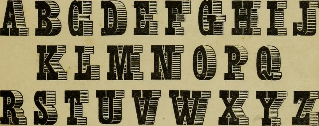An illustration from Sign writing and glass embossing : a complete practical illustrated manual of the art, to which are added numerous alphabets, 1890, leaf 230