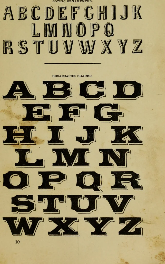 An illustration from Sign writing and glass embossing : a complete practical illustrated manual of the art, to which are added numerous alphabets, 1890, leaf 236
