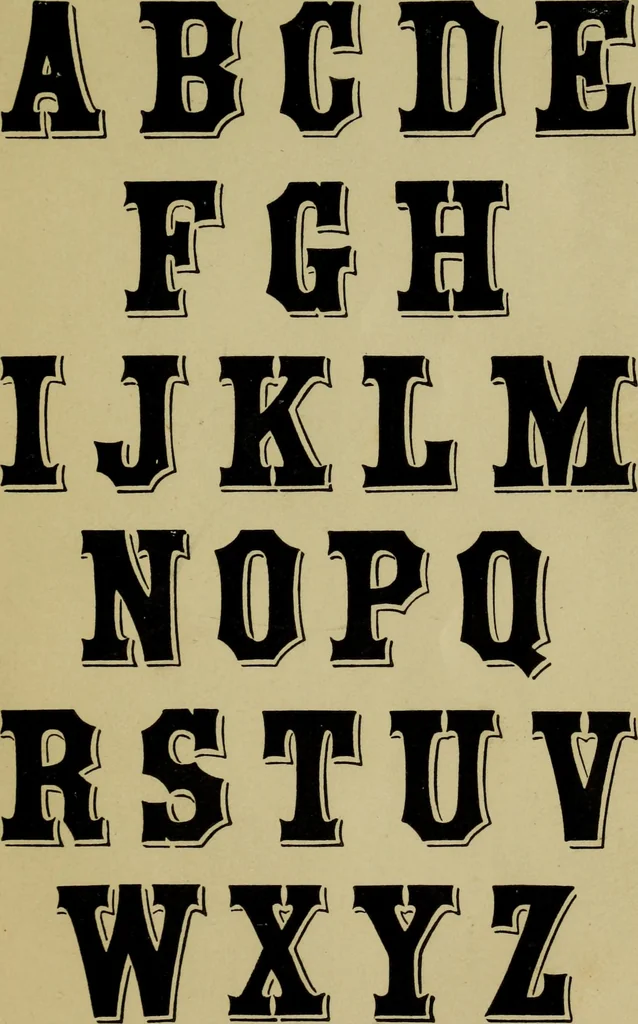 An illustration from Sign writing and glass embossing : a complete practical illustrated manual of the art, to which are added numerous alphabets, 1890, leaf 244