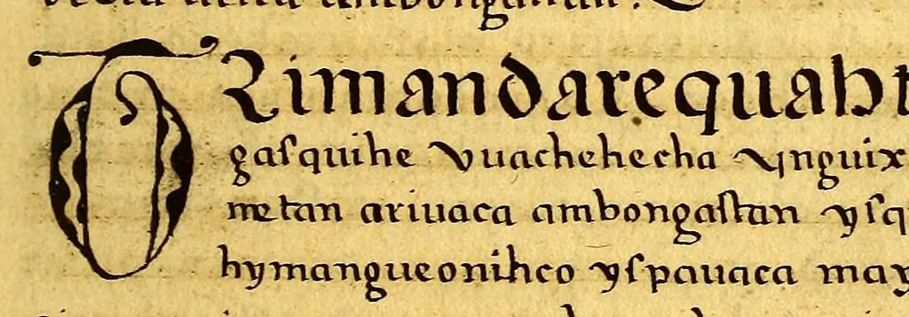 An illustration from Siguense unos breves sermones en la lengua de michuacan para cada domingo del ano fundados sobre un thema aunque por diversas materias,, 1559, leaf 125