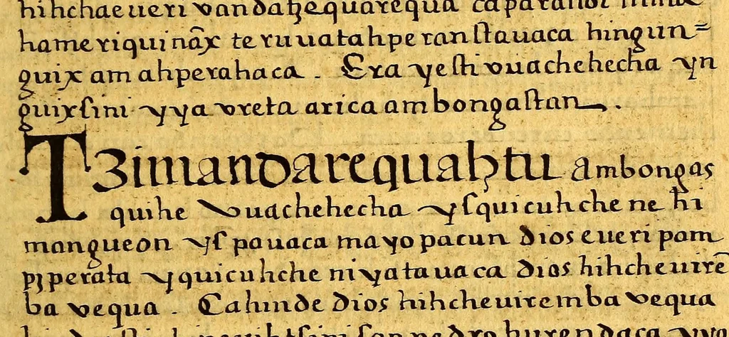 An illustration from Siguense unos breves sermones en la lengua de michuacan para cada domingo del ano fundados sobre un thema aunque por diversas materias,, 1559, leaf 159