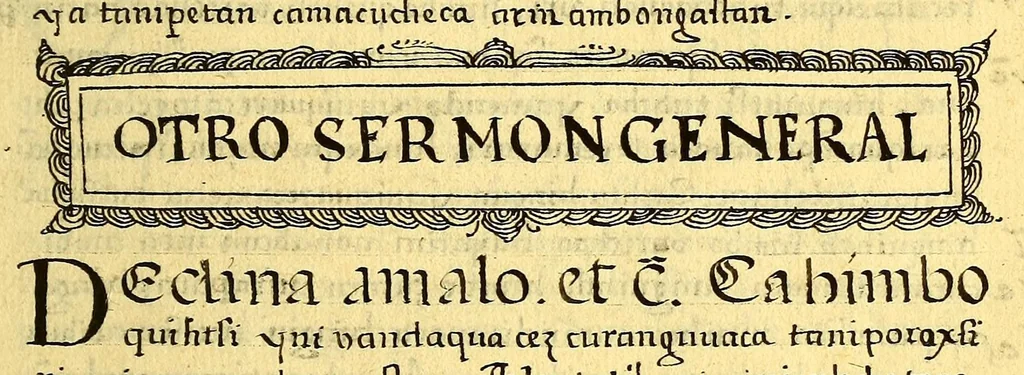 An illustration from Siguense unos breves sermones en la lengua de michuacan para cada domingo del ano fundados sobre un thema aunque por diversas materias,, 1559, leaf 303