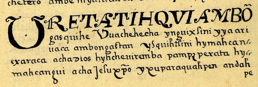 An illustration from Siguense unos breves sermones en la lengua de michuacan para cada domingo del ano fundados sobre un thema aunque por diversas materias,, 1559, leaf 44