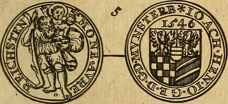 An illustration from Silesia numismatica, oder, Einleitung zu dem schlesischen Müntz-Cabinet : in welchem biss 368 Theils sehr alte rare und schöne, im Lande verfertigte Müntzen durch accurate Kupffer gewiesen, umbständlich erkläret und dabey viele in der schlesischen Historie begangene Fehler deutlich endecket werden, 1711, leaf 438