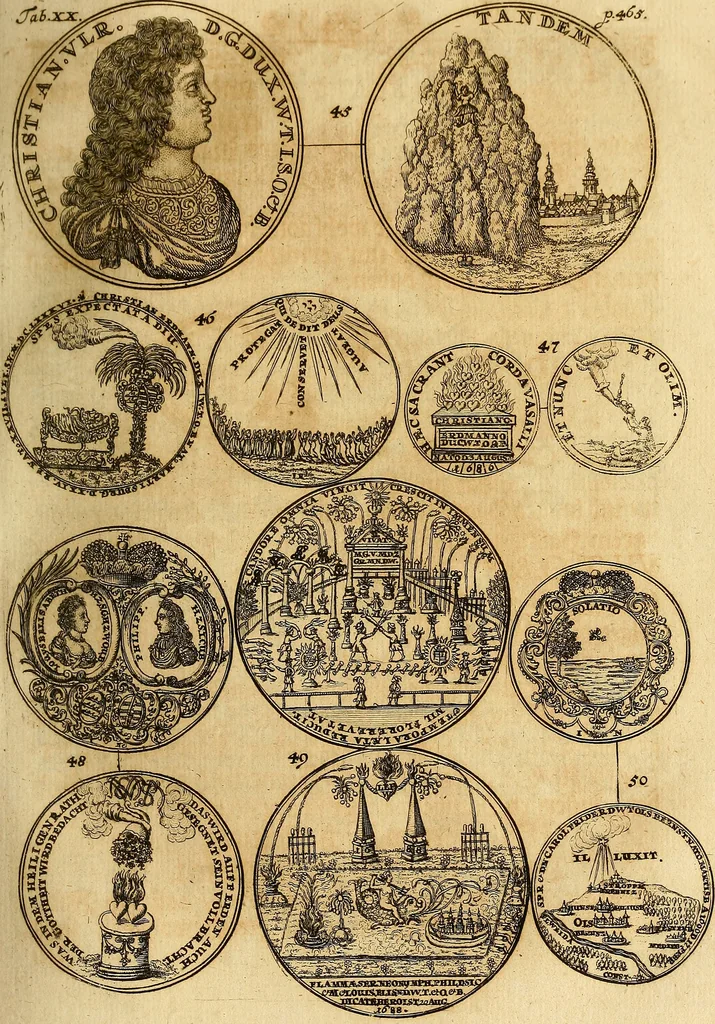 An illustration from Silesia numismatica, oder, Einleitung zu dem schlesischen Müntz-Cabinet : in welchem biss 368 Theils sehr alte rare und schöne, im Lande verfertigte Müntzen durch accurate Kupffer gewiesen, umbständlich erkläret und dabey viele in der schlesischen Historie begangene Fehler deutlich endecket werden, 1711, leaf 508
