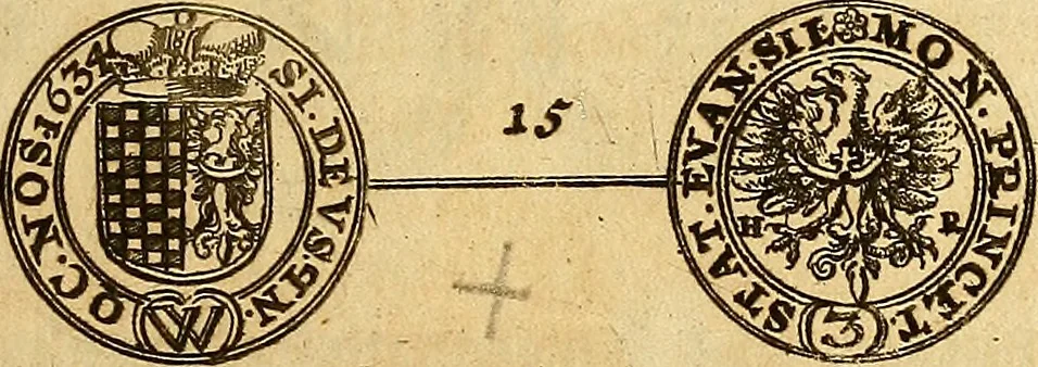 An illustration from Silesia numismatica, oder, Einleitung zu dem schlesischen Müntz-Cabinet : in welchem biss 368 Theils sehr alte rare und schöne, im Lande verfertigte Müntzen durch accurate Kupffer gewiesen, umbständlich erkläret und dabey viele in der schlesischen Historie begangene Fehler deutlich endecket werden, 1711, leaf 914