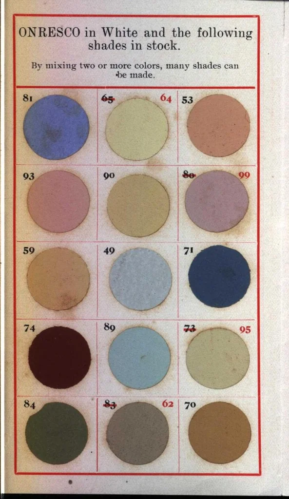 An illustration from Onresco : washable water paint for wall and ceiling decoration., 1900, leaf 3