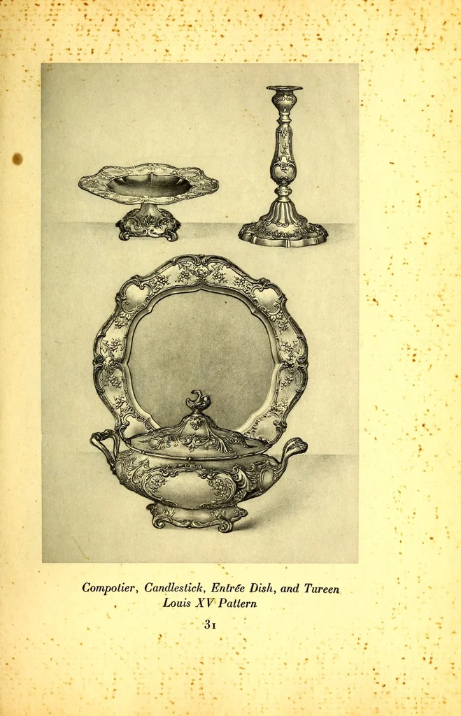 An illustration from Silver for the dining room, selected periods, 1912, leaf 53