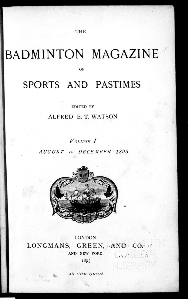 An illustration from The Badminton Magazine of Sports and Pasttimes 1895-08: Vol 1 Iss 1, 1895, leaf 0