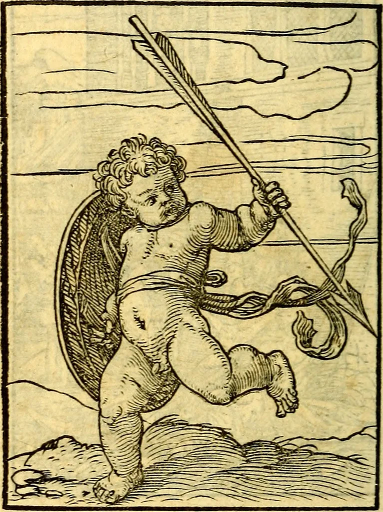 An illustration from Simolachri, historie, e figure de la morte. La medicina de l'anima [di Urbanus Rhegius] Il modo, e la via di consolar gl'infermi. Un sermone di San Cipriano, de la mortalità. Due orationi, l'una à Dio, e l'altra à Christo. Un sermone di D. Giovan Chrisostomo, che ci essorta à patienza. Aiuntovi de novo molte figure mai più stampate, 1549, leaf 113